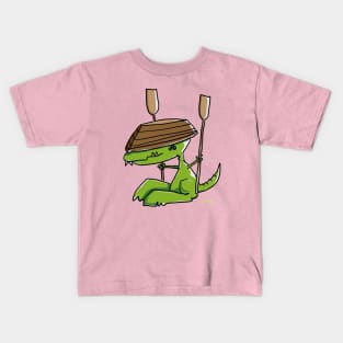 Dinosaur with Rowing Boat Kids T-Shirt